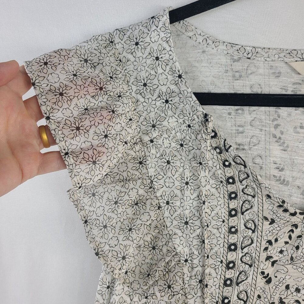 Lucky Brand Womens Ruffle Sleeve Floral Printed Top Small - Picture 3 of 9